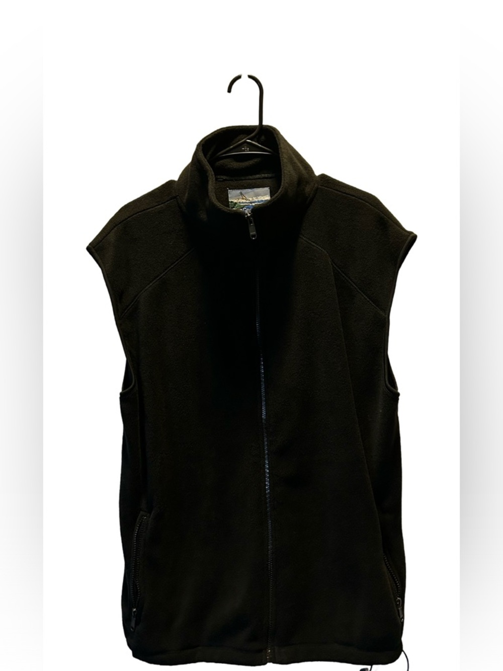 Men's Black Fleece Vest - Lightweight Zip Front